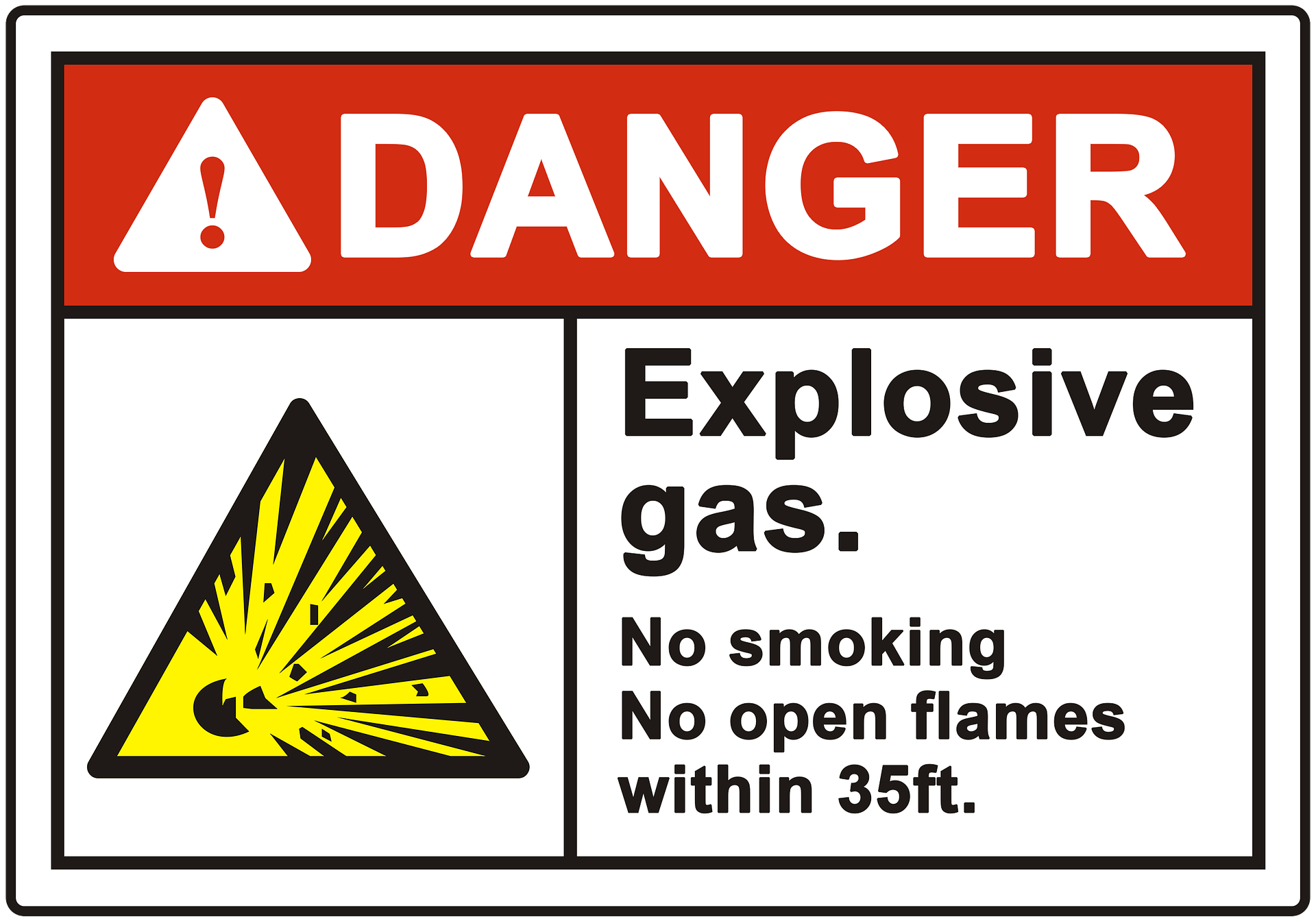 Furnace explosive gas warning label